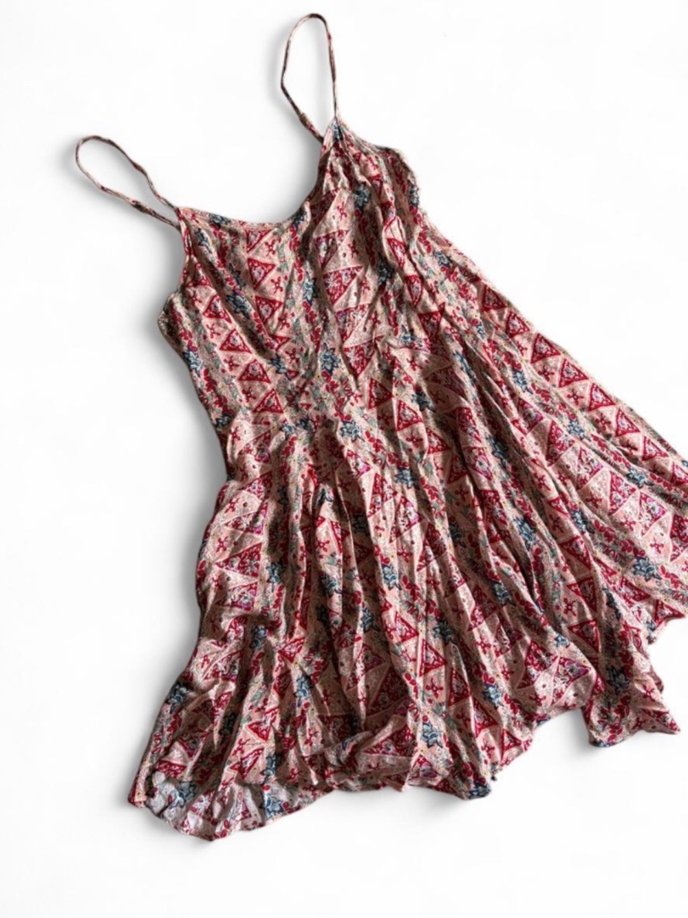 Altar'd State Boho Paisley Patchwork Floral Lace-Up Back Mini Dress - Size M
